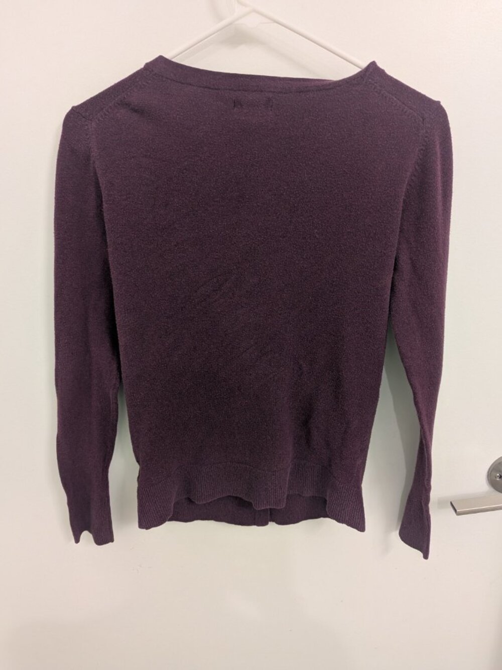 Purple Plum Cotton Long Sleeve Cardigan Merona XS With Spare Button - Picture 3 of 5